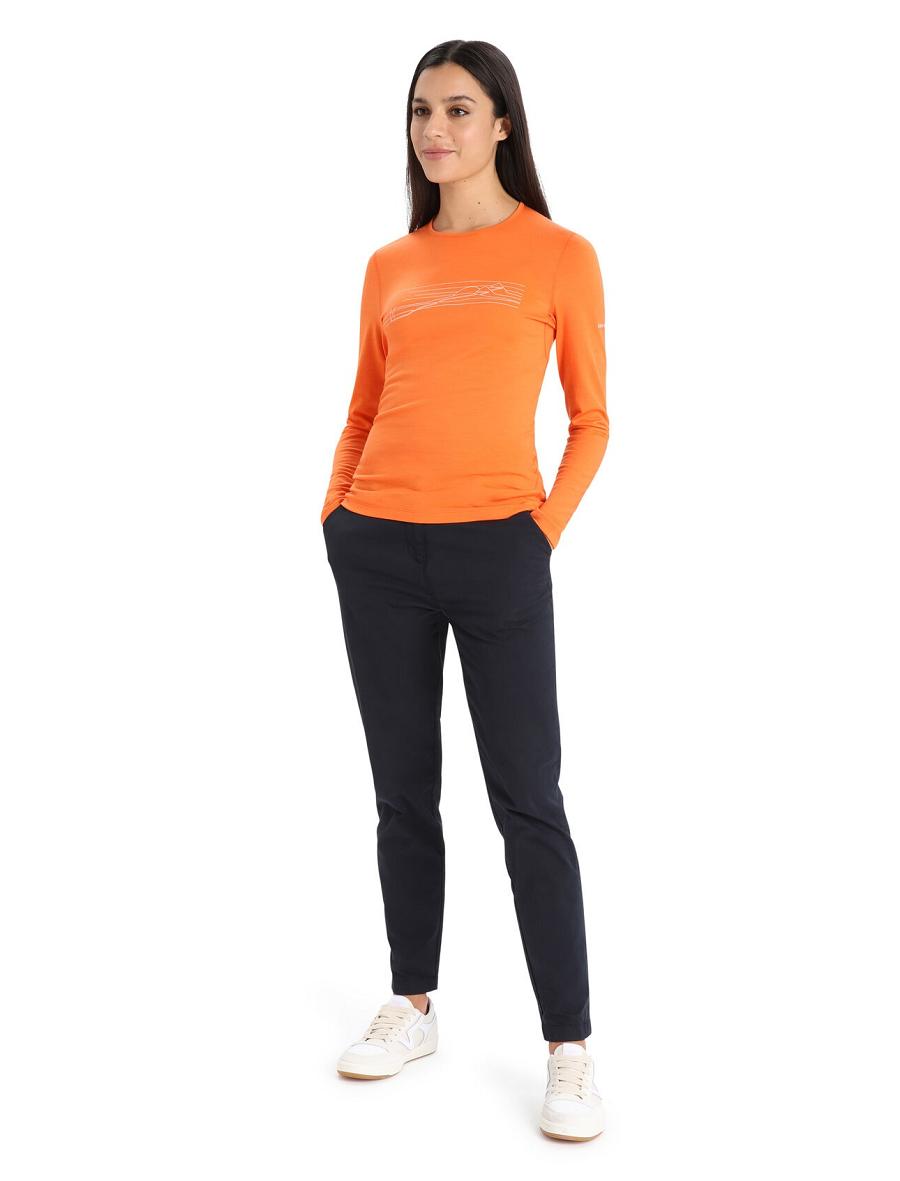 Flash Icebreaker Merino 200 Oasis Long Sleeve Crewe Ski Stripes Women's Base Layers | AU 1830UZGT